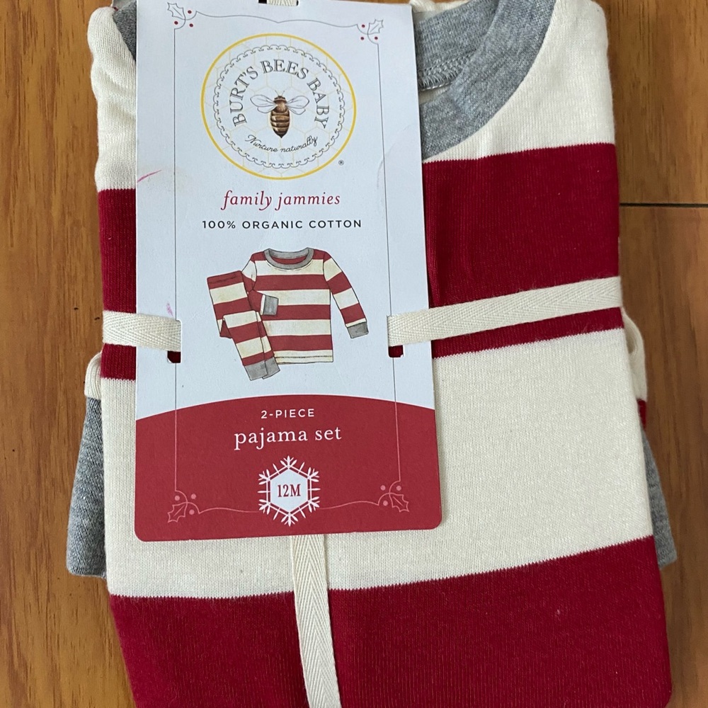 Burts bees striped 2 piece pajama